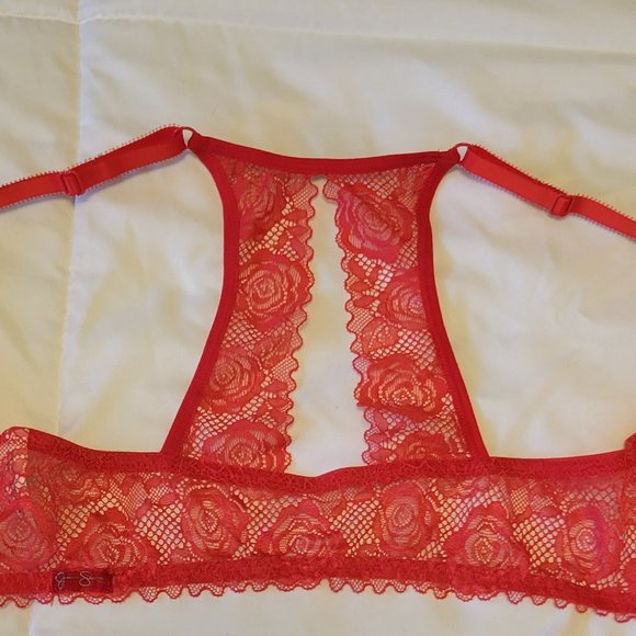 Jessica Simpson beautiful red lacy racer back claps in front bra sz: 34C NWOT - Picture 3 of 6